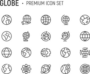 Poster - Editable vector pack of globe line icons.