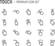 Editable vector pack of touch line icons.