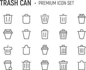 Canvas Print - Editable vector pack of trash can line icons.