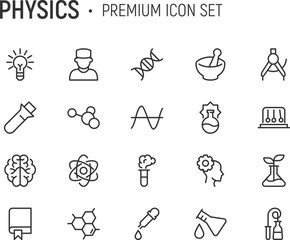 Sticker - Editable vector pack of physics line icons.