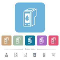 Sticker - Ink cartridge outline flat icons on color rounded square backgrounds