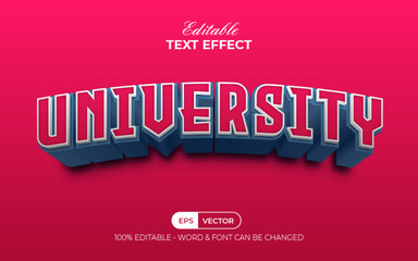 Wall Mural - 3d text effect university style. Editable text effect.