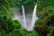 The Tad Fane Waterfall,On The Bolaven Plateau In Laos, A Few Kilometers West Of Paksong Town, In Champasak Province, Within The Dong Houa Sao National Protected Area.Big Waterfalls Drops About 120 M.