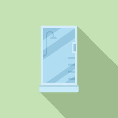 Poster - Design shower cabin icon flat vector. Glass door