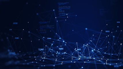 Wall Mural - cybersecurity digital information technology concept. polygon binary code connected on dark blue bac