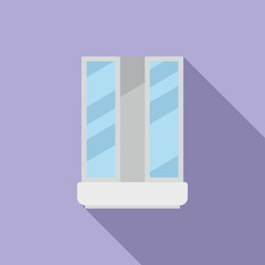 Poster - Water shower cabin icon flat vector. Glass stall