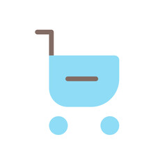 Sticker - Remove item from shopping cart flat color ui icon. Delete purchase request. Online marketplace. Simple filled element for mobile app. Colorful solid pictogram. Vector isolated RGB illustration