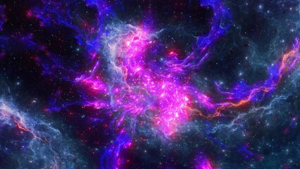 Wall Mural - Flying in space through stars and Cosmic nebula