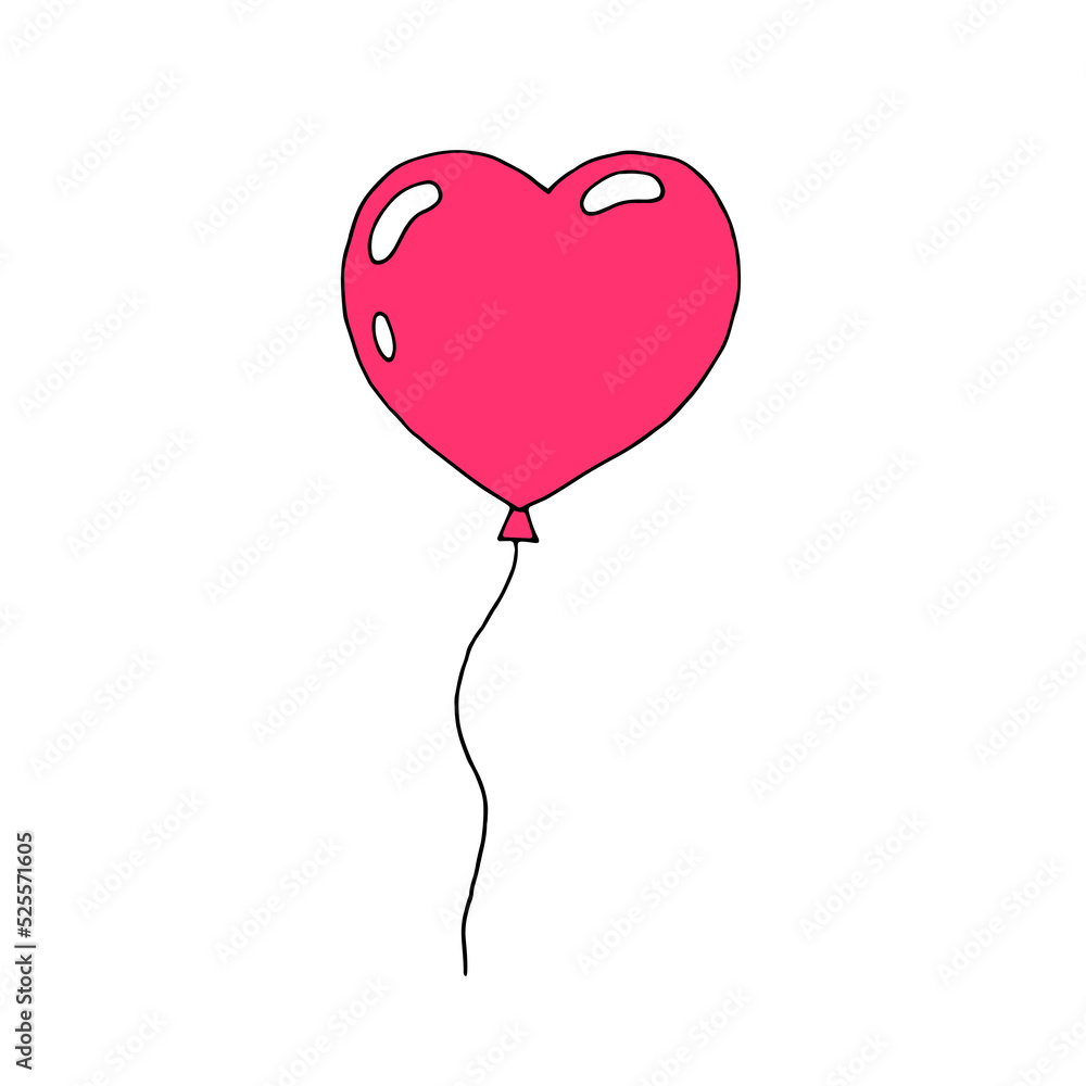 Heart shaped hot air balloon in pink color for romantic cards ...