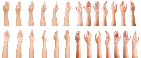 group of female asian hand gestures isolated over the white background.