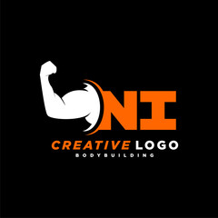 NI initial monogram for fitnes or gym logo with creative style design