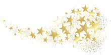 Design Gold Stars Isolated On A White Background - Christmas And Celebration Banner	