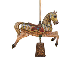 An Old Wooden Carousel Horse Isolated On White Background