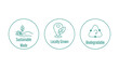 sustainable made, locally grown, biodegradable icons vector illustration 
