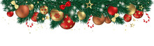 Merry Christmas Background Design - Golden Stars - Christmas Balls