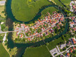 © kasto - Kostanjevica na Krki Medieval Town Surrounded by Krka River, Slovenia, Europe. Aerial view.