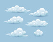 Chinese traditional clouds are blue and white. Asian decorative element for sky design or pattern. Korean and Japanese cloud set.