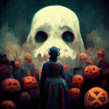 Realistic Halloween Ghost Illustration. Halloween Themed Illustration.