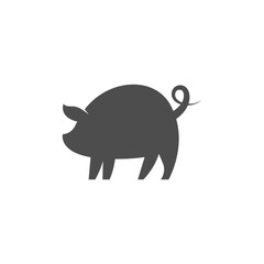 Sticker - Gray pig icon isolated on a white background