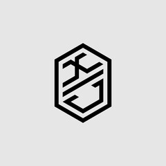 Sticker - XJ bold line geometric initial logo design which is good for branding