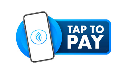 Wall Mural - Contactless wireless pay sign logo. NFC technology. Vector stock illustration.