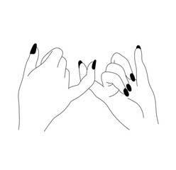 Wall Mural - vector isolated hands gesture pinky promise colorless black and white contour line easy drawing