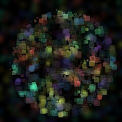 Wall Mural - abstract geometric sphere of many square glittering in space explosion of confetti rounded square