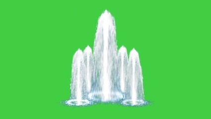 Wall Mural - animation of a flowing fountain on a green screen background