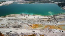 Aerial View Of The Quarry Near A Lake.