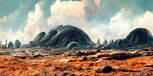 Alien Planet Landscape Strange Rock Formations On The 