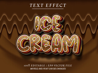 Chocolate Ice Cream 3d editable text effect mockup