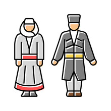 Georgian National Clothes Color Icon Vector Illustration