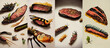 Future food. insect food, meet, biofood of future, steak