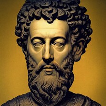 Marcus Aurelius Creating Meditations - Roman Emperor And Stoic Philosopher Thinking And Writing His Diary - Aka Meditations - AI Art, Stoic Quote Background