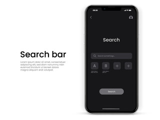 Wall Mural - web browser application, internet browser search engine template with 3d smartphone mockup. search b