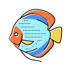 Sticker - discus fish color icon vector illustration