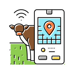 Wall Mural - livestock tracking smart farm color icon vector illustration