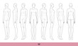 © Vectoressa - Set of M Size Women Fashion template 9 nine head Croquis Lady with main lines figure front, side, 3-4 back view. Vector isolated outline sketch girl for Fashion Design, Illustration, technical drawing