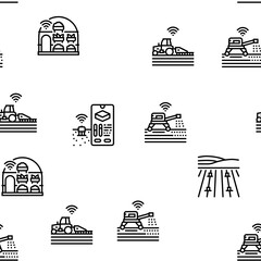 Wall Mural - farm smart agriculture farmer vector seamless pattern