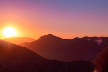 Wall Mural - pink sunset in the phoenix arizona sonoran desert mountains