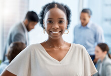 Business Woman With Smile At Company Office, Leadership Of Teamwork And Happy Of Planning For Success At Work. Portrait Of Face Of A Manager, Employee Or Worker Working In Meeting And Collaboration