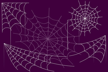 Wall Mural - halloween celebration with spider web set 