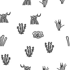 Wall Mural - Aquatic Seaweed Natural Plant vector seamless pattern