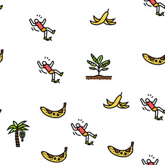 Poster - banana fruit food yellow white vector seamless pattern