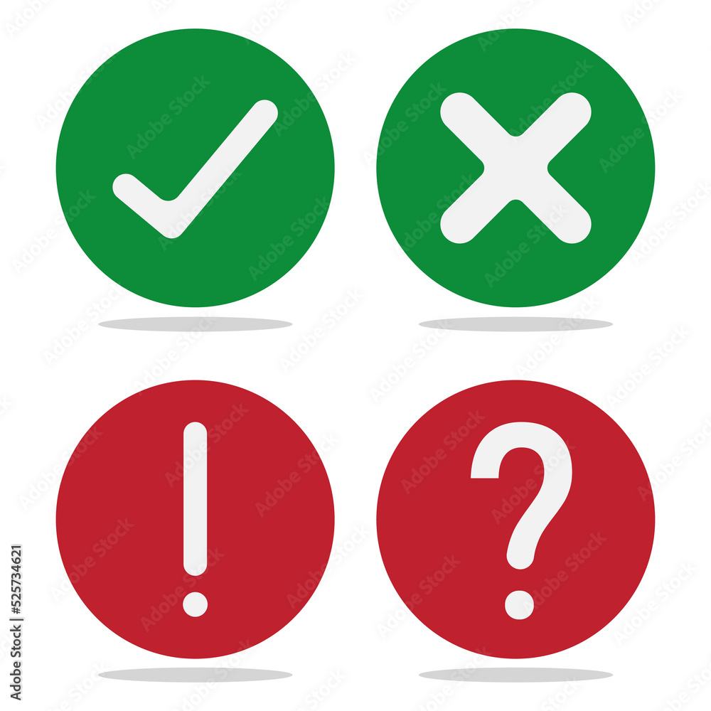 checkmark, cross, exclamation mark and question mark icon. Vector ...