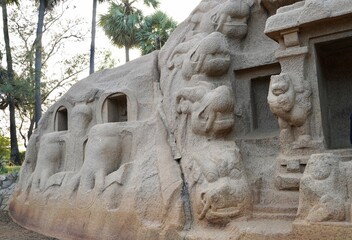 Wall Mural - Tiger cave temple in Mahabalipuram, Tamilnadu, India.