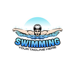 Wall Mural - logo of a swimmer. swimming club or swimming school logo design template inspiration