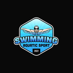 Sticker - logo of a swimmer. swimming club or swimming school logo design template inspiration