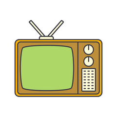 Sticker - Television icon in color, isolated on white background 