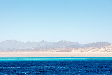 View to the shore near Sharm el Sheikh from the Red sea